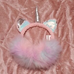 Unicorn Reverse Sequin Earmuffs - Cotton Candy Colors